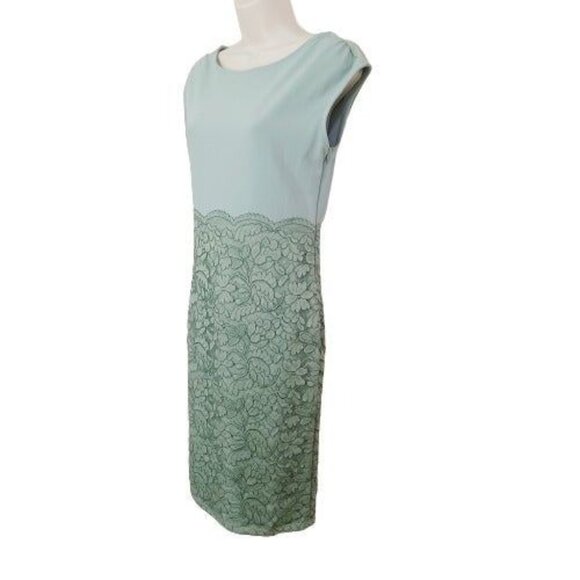 Women's Lace Overlay Midi Dress Moss Green Color Size L Sleeveless Zipper - Picture 3 of 12